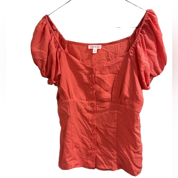 Riley and Rae coral button down blouse - Picture 4 of 4